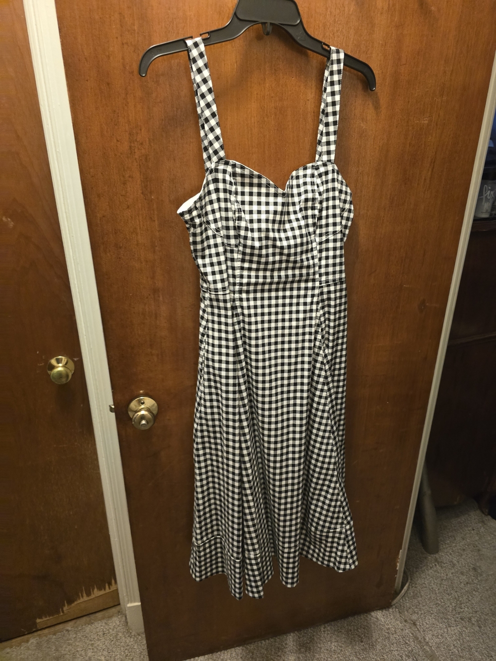 Black & White Gingham Fit-and-Flare Women's Dress